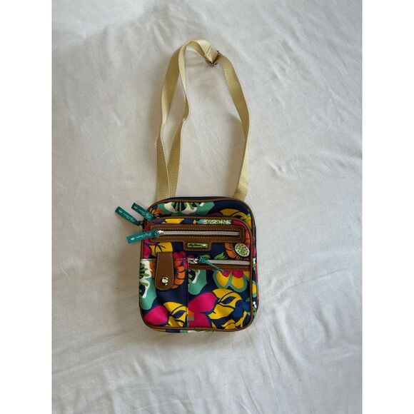 Lily Bloom Cross Body Handbag/Purse Adjustable Strap, Flowers, Blue, Colorful - Picture 1 of 10